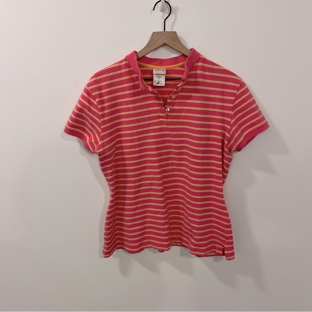 Vintage Disney Stripe Polo Size XL Pink and Gold